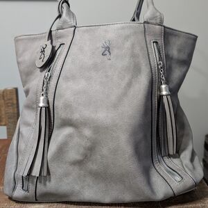 Gray Leather Tote Bag